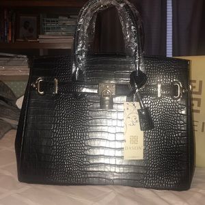 Dansein Black Reptile-like Patterned Purse